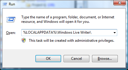 Windows Live Writer Log Folder